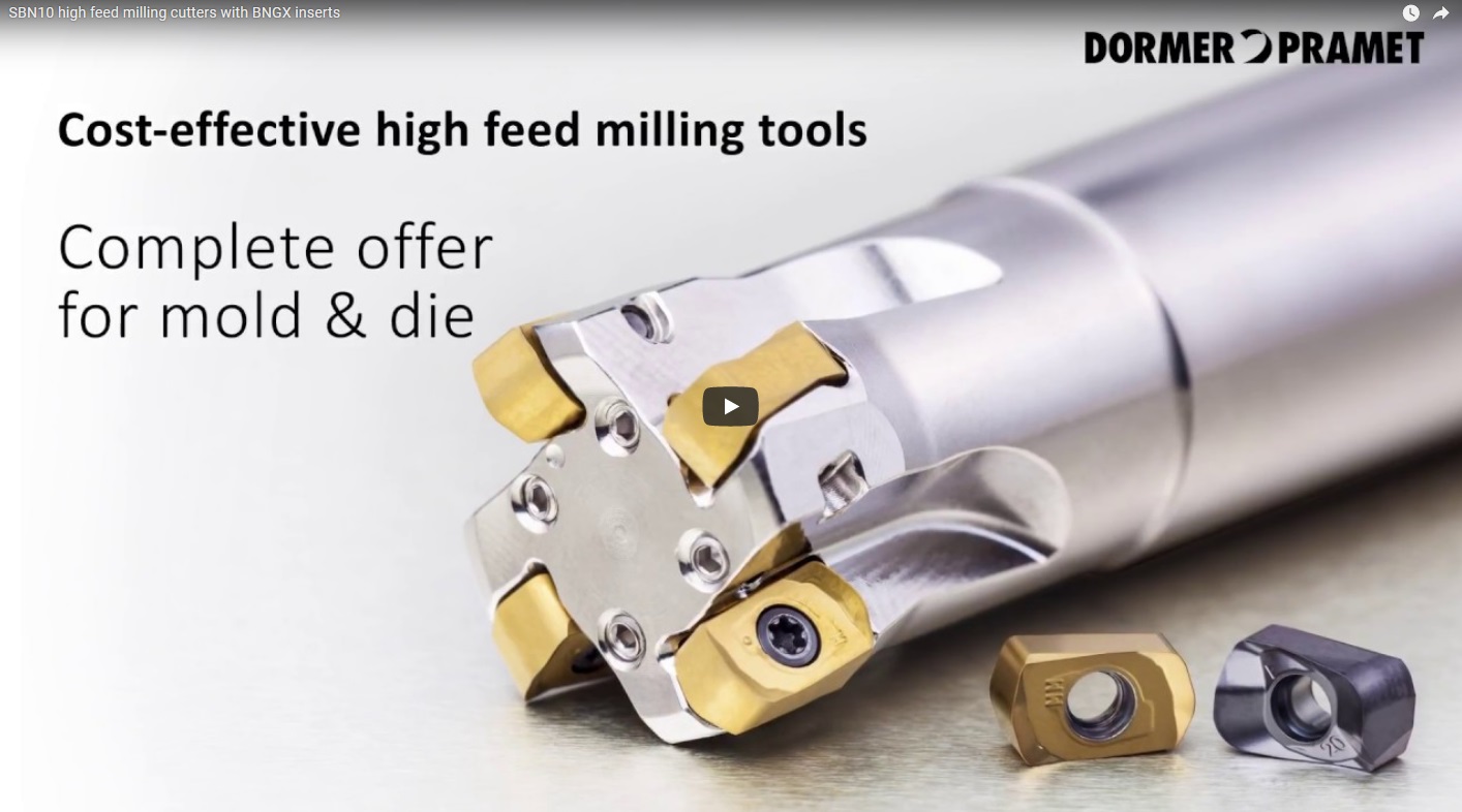 Dormer PRAMET – SBN10 high feed milling cutters with BNGX inserts